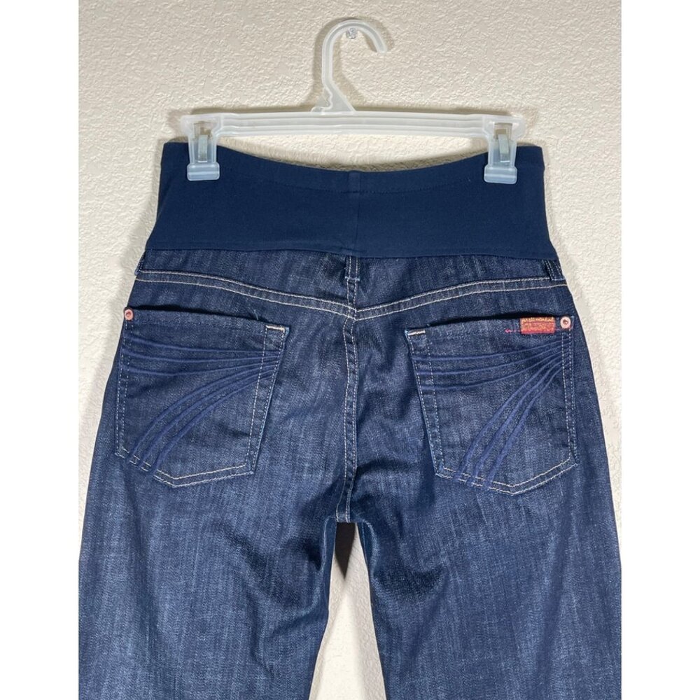 7 For All Mankind DOJO Maternity Crop Jeans Stretch Embroidered Back Pockets - Picture 2 of 7